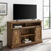 52" Modern Farmhouse TV Stand in Rustic Oak & Black Metal